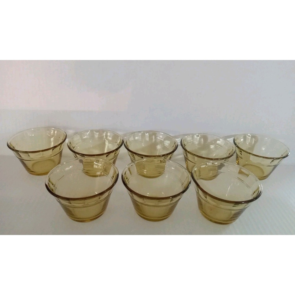 Fortecrisa Mexico 3 Ring Custard Honey Amber Colored Glasses Set Of 8